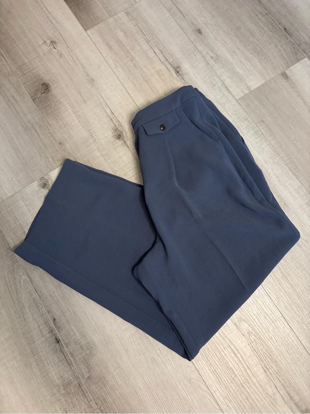 Madewell Blue Wide Leg Trouser Pants Size 12 High Rise Office Career